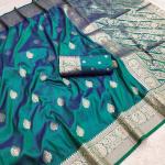 Mellifluous Rama Soft Banarasi Silk Saree With Energetic Blouse Piece