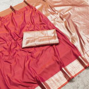 Girlish Pink Pure Zari Weaving Banarasi Silk Saree With Dissemble Blouse Piece