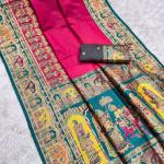 Proficient Dark Pink Pashmina Saree With Delightful Blouse Piece