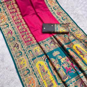 Proficient Dark Pink Pashmina Saree With Delightful Blouse Piece