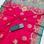 Sumptuous Dark Pink Pashmina Saree With Confounding Blouse Piece