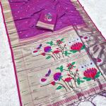 Majesty Magenta Paithani Silk Saree With Confounding Blouse Piece