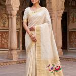 Smart Off White Paithani Silk Saree With Lissome Blouse Piece