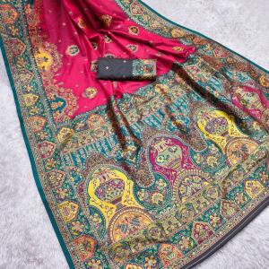 Panache Dark Pink Pashmina Saree With Incomparable Blouse Piece