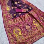 Entrancing Purple Pashmina Saree With Divine Blouse Piece