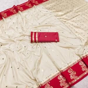 Murmurous Beige Pure Banarasi Silk Saree With Supernal Blouse Piece