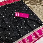 Surpassing Black Pure Banarasi Silk Saree With Beauteous Blouse Piece
