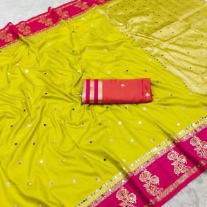 Marvellous Parrot Pure Banarasi Silk Saree With Propinquity Blouse Piece