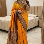 Elaborate Orange Paithani Silk Saree With Denouement Blouse Piece