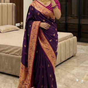 Ebullience Purple Paithani Silk Saree With Pleasurable Blouse Piece