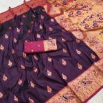 Ebullience Purple Paithani Silk Saree With Pleasurable Blouse Piece