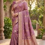 Enchanting Pink Banarasi Satin Silk Saree With Dissemble Blouse