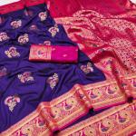 Rhapsodic Purple Paithani Silk Saree With Elision Blouse Piece