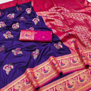 Rhapsodic Purple Paithani Silk Saree With Elision Blouse Piece