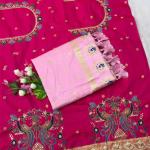 Traditional Baby Pink Paithani Silk Saree With Handwork Blouse Piece