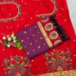 Prettiest Royal Purple Paithani Silk Saree With Handwork Blouse Piece