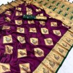 Dissemble Wine Soft Banarasi Silk Saree With Scintillating Blouse Piece