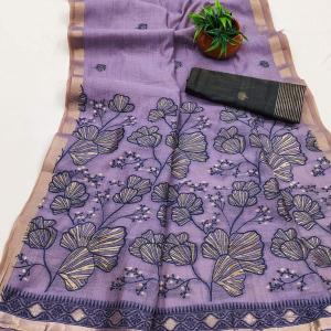 Lagniappe Lavender Pure Munga Cotton Silk Saree With Admirable Blouse Piece