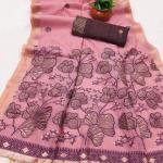 Evocative Pink Pure Munga Cotton Silk Saree With Tremendous Blouse Piece