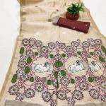 Posh Beige Pure Munga Cotton Silk Saree With Pretty Blouse Piece