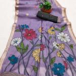 Ephemeral Lavender Pure Munga Cotton Silk Saree With Desiring Blouse Piece