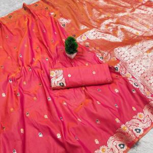 Scintillating Pink Soft Banarasi Silk Saree With Comely Blouse Piece