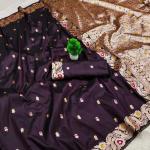 Seraphic Wine Soft Banarasi Silk Saree With Pulsating Blouse Piece