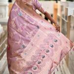 Supernal Lavender Soft Banarasi Silk Saree With Effulgent Blouse Piece