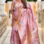 Supernal Lavender Soft Banarasi Silk Saree With Effulgent Blouse Piece