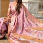 Supernal Lavender Soft Banarasi Silk Saree With Effulgent Blouse Piece