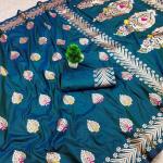 Refreshing Rama Soft Banarasi Silk Saree With Gleaming Blouse Piece