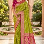 Flattering Parrot Pure Zari Weaving Banarasi Silk Saree With Groovy Blouse Piece