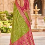 Flattering Parrot Pure Zari Weaving Banarasi Silk Saree With Groovy Blouse Piece