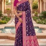 Enticing Purple Pure Zari Weaving Banarasi Silk Saree With Exceptional Blouse Piece