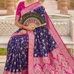 Enticing Purple Pure Zari Weaving Banarasi Silk Saree With Exceptional Blouse Piece