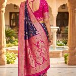 Enticing Purple Pure Zari Weaving Banarasi Silk Saree With Exceptional Blouse Piece