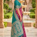 Scintilla Wine Pure Zari Weaving Banarasi Silk Saree With Gossamer Blouse Piece