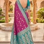 Scintilla Wine Pure Zari Weaving Banarasi Silk Saree With Gossamer Blouse Piece