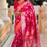 Glorious Dark Pink Soft Banarasi Silk Saree With Classic Blouse Piece