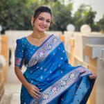 Palimpsest Firozi Soft Banarasi Silk Saree With Smashing Blouse Piece