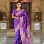 Nebula Purple Soft Banarasi Silk Saree With Scrupulous Blouse Piece