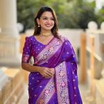 Nebula Purple Soft Banarasi Silk Saree With Scrupulous Blouse Piece