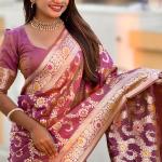 Mesmeric Purple Soft Banarasi Silk Saree With Ideal Blouse Piece