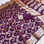 Surreptitious Wine Soft Banarasi Silk Saree With Engaging Blouse Piece