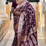 Surreptitious Wine Soft Banarasi Silk Saree With Engaging Blouse Piece
