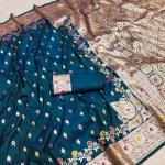 Majesty Teal Blue Soft Banarasi Silk Saree With Propinquity Blouse Piece