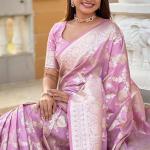 Wonderful Baby Pink Soft Banarasi Silk Saree With Attractive Blouse Piece