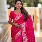 Wonderful Dark Pink Soft Banarasi Silk Saree With Propinquity Blouse Piece