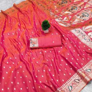 Flaunt Pink Soft Banarasi Silk Saree With Admirable Blouse Piece