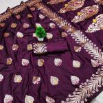 Vivacious Wine Soft Banarasi Silk Saree With Flameboyant Blouse Piece